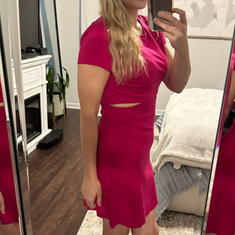 Amanda Uprichard Rose Red Elegant Pink Cut Out Dress - Picture 6 of 8